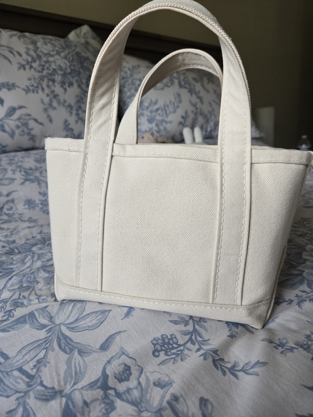 LL BEAN Boat And Tote Canvas Tote Bag with Navy Monogram - Picture 2 of 5